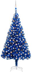 vidaXL Brad de Crăciun artificial LED-uri&globuri albastru 210 cm PVC (3077596) - comfy