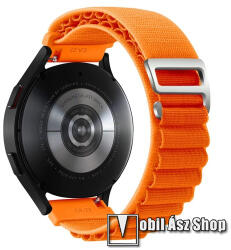 Okosóra Alpesi szíj - egybe­szőtt szövet­, Z kapocs, légáteresztő, állítható - NARANCSSÁRGA - 210mm hosszú, 20mm széles - SAMSUNG Galaxy Watch 42mm / Xiaomi Amazfit GTS / SAMSUNG Gear S2 / HUAWEI Watc
