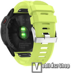  Okosóra szíj - szilikon, textúrált mintás - VILÁGOSZÖLD - 26mm, QUICKFIT, 94+127mm hosszú, 135-225mm csuklóig - Garmin Fenix 5X / 5X Plus / 5X Plus Sapphire / 6X / 6X Sapphire / 6X Pro / 6X Pro Solar 