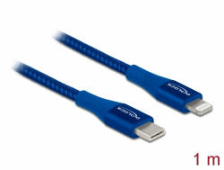 Delock Adat- és töltőkábel USB Type-C - Lightning iPhone, iPad és iPod készülékhez kék 1 m MFi (85416)