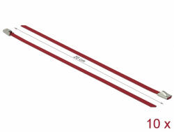 Delock Rozsdamentes Acél Kábelkötegek Hossza 200 x Szélesség 4, 6 mm piros 10 db (18777) - dstore