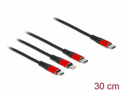 Delock 30 cm hosszú, USB töltő kábel 3 az 1 USB Type-C apa Lightning -, Micro USB- és USB Type-C c (86710)
