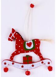 Yala Design Karácsonyfadísz pirods hintaló fából kis száncsengőkkel akasztható 3847 3847 (405110/3847-B)
