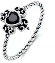 Ékszerkirály Ezüst női gyűrű fekete kristállyal, 8-as méret (1600319237011_02)