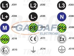 TRACON JC15 Jelölőcimke (öntapadós, védőcsatlakozó jel) 30 db/A5 d=20 mm, 30 db/csomag (JC15)