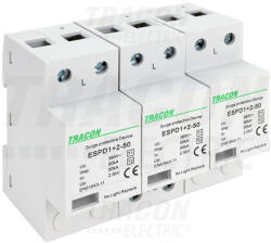 Tracon T1+T2 AC típusú túlfeszültség levezető, egybeépített 3P 50kA 385V (ESPD1-2-50-3P)