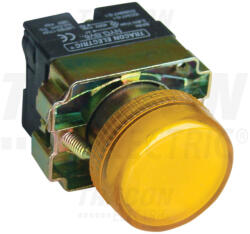 TRACON Tokozott jelzőlámpa, fémalapra szerelt, sárga, izzó nélkül 3A/400V AC, IP44, NYGI230 (NYGBV65ST)
