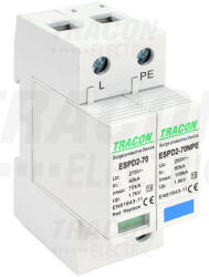 Tracon T2 AC típusú túlfeszültség levezető, cserélhető betéttel 1+1P 70kA 275V (ESPD2-70-1-1P)