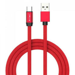 V-TAC Ruby USB - USB-C pamut-szövetkábel (1 méter) piros - USB 2.0 (22419)