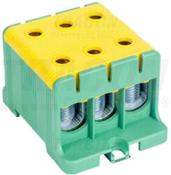Tracon Főáramköri leágazó kapocs tripla, sínre és felületre szerelhető, zöld/sárga 16-95mm2 (FLEAL-95-3ZS)