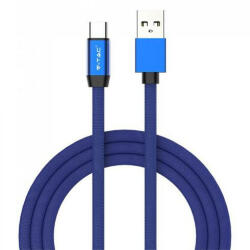 V-TAC Ruby USB - USB-C pamut-szövetkábel (1 méter) kék - USB 2.0 (22418)