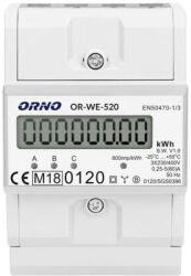 Orno Digitális fogyasztásmérő 3 fázisú 80A, 230V/400V, IP51, LED, 800IMP/kWh 4 modul MID hiteles (OR-WE-520)