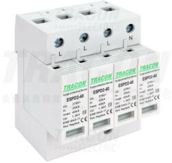 Tracon Túlfeszültség levezető 4 pólusú T2 40 kA váltó áramú (ESPD2-40-4P)