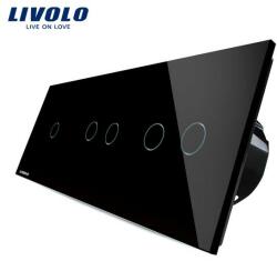 Livolo Intrerupator cu touch simplu+dublu+dublu LIVOLO din sticla (Negru) (VL-C701/702/702-12)