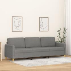 vidaXL Canapea cu 3 locuri, gri închis, 210 cm, material textil (349106) Canapea
