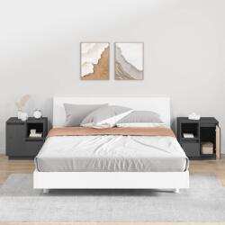vidaXL Noptiere, 2 buc. , gri, 50x34x50 cm, lemn masiv de pin (814484)