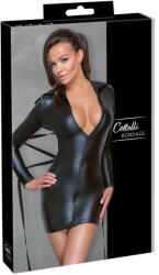 Cottelli Collection Bondage - Fényes, testre simuló ruha, kötözővel (fekete) (27178671031) - szexshop