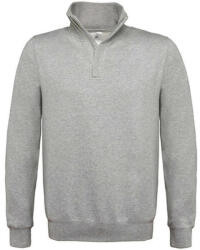 B&C Collection Uniszex pulóver hosszú ujjú B&C 1/4 Zip Sweat - WUI22 - M, Heather szürke