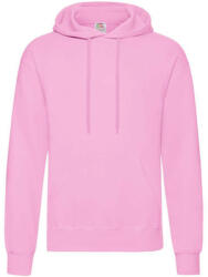 Fruit of the Loom Férfi Pulóver Kapucnis Hosszú ujjú Fruit of the Loom Classisc Hooded Sweat - S, Világos rózsaszín (pink)