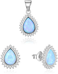 Beneto Set fermecător de bijuterii cu opale albastre AGSET231L (pandantiv, cercei)