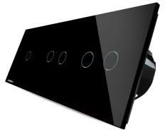 LIVOLO Intrerupator cu touch simplu+dublu+dublu Livolo din sticla Negru (vl-c701/702/702-12)