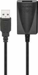 Goobay 95439 USB-A apa - USB-A anya 2.0 Aktív hosszabbító kábel - Fekete (5m) (95439)