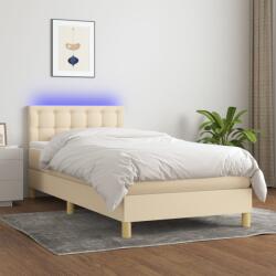 vidaXL krémszínű szövet rugós és LED-es ágy matraccal 90x190 cm (3134002) - vidaxl