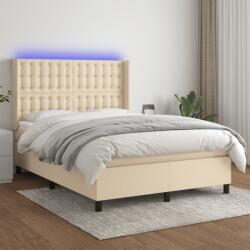 vidaXL krémszínű szövet rugós és LED-es ágy matraccal 140x200 cm (3138642)