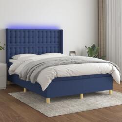 vidaXL kék szövet rugós és LED-es ágy matraccal 140x200 cm (3139203) - vidaxl