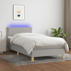 vidaXL világosszürke szövet rugós és LED-es ágy matraccal 100x200 cm (3133613) - vidaxl