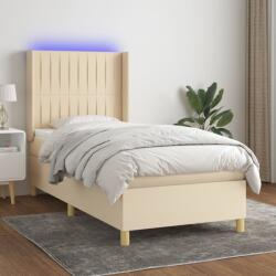 vidaXL krémszínű szövet rugós és LED-es ágy matraccal 90x200 cm (3139010)