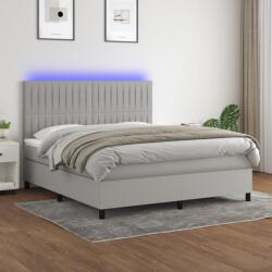 vidaXL világosszürke szövet rugós és LED-es ágy matraccal 160x200 cm (3135053) - vidaxl