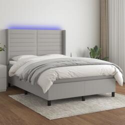 vidaXL világosszürke szövet rugós és LED-es ágy matraccal 140x190 cm (3138389) - vidaxl