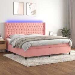 vidaXL rózsaszín bársony rugós és LED-es ágy matraccal 200x200 cm (3139768) - vidaxl