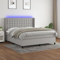vidaXL világosszürke szövet rugós és LED-es ágy matraccal 160x200 cm (3138653)