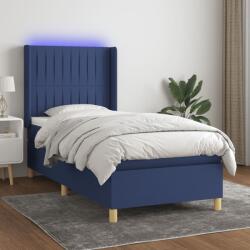 vidaXL kék szövet rugós és LED-es ágy matraccal 90x200 cm (3139011)