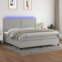 vidaXL világosszürke szövet rugós és LED-es ágy matraccal 200x200 cm (3134821) - vidaxl