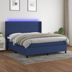 vidaXL kék szövet rugós és LED-es ágy matraccal 180 x 200 cm (3138499) - vidaxl