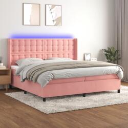 vidaXL rózsaszín bársony rugós és LED-es ágy matraccal 200x200 cm (3139828) - vidaxl