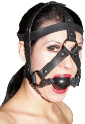 ZADO - bőr szerszám és szájpecek (fekete) - sexshopcenter