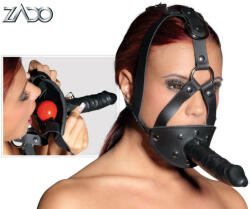 ZADO - bőr szerszám dildóval (fekete) - shop