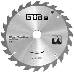 Güde Disc pentru fierastrau circular, taiere lemn Gude 58333, O165x20 mm, 24 dinti (GUDE58333)