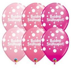 Szülinapi latex lufi 11" 28cm 6db Boldog szülinapot! Rózsaszín (bw26361rp)