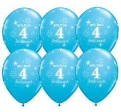 Qualatex Szám, Számos latex lufi 11" 28cm 6db 4-es lufi Boldog 4. szülinapot! , q37600rp (LUFI846896)