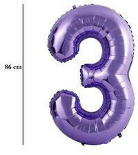 PartyPal Számos lufi 34" 86cm óriás lila szám, számjegy 3-as (LUFI132704)