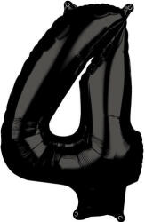 Partydeco Számos lufi 34" 86cm óriás Fekete szám, számjegy 4-es (LUFI920820)