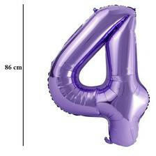 PartyPal Számos lufi 34" 86cm óriás lila fólia szám, számjegy 4-es (LUFI406166)