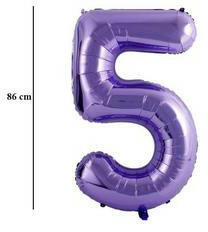 PartyPal Számos lufi 34" 86cm óriás lila szám, számjegy 5-ös (LUFI622255)