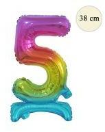 Godan Talpas számos lufi 15" (38cm) fólia szám, számjegy, 5 csak levegővel tölthető, szivárvány (MF5902973134728)