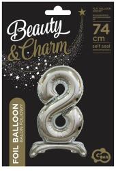 Godan Talpas számos lufi 29" (74cm) fólia szám, számjegy, 8 csak levegővel tölthető, Ezüst (MF5902973129441)